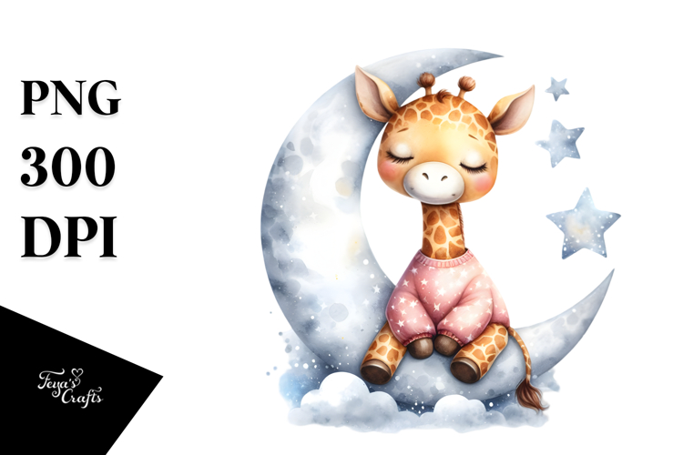 Whimsical Cute Baby Giraffe Dressed, PNG