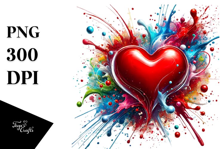 Colorful Heart with Red Glossy PNG