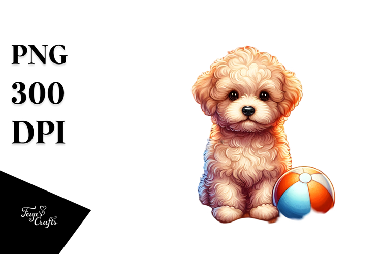 Cute Bichpoo in Sand | Sublimation | Clipart