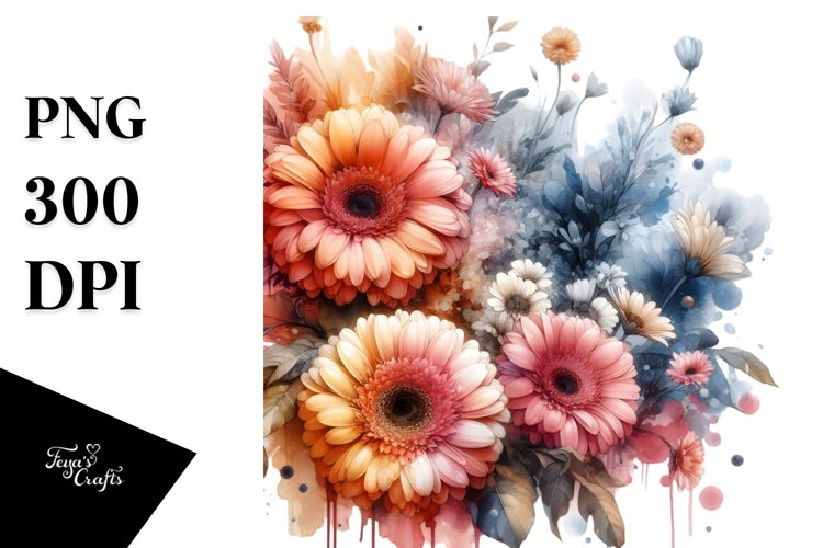 Abstract Watercolor Gerbera Flowers example image 1