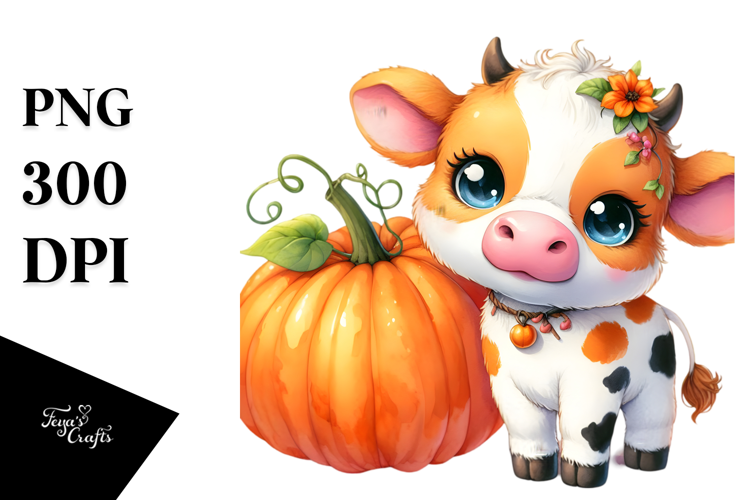 Cute Baby Cow with Pumpin | Sublimation
