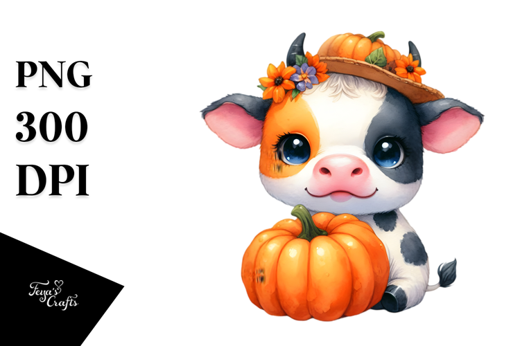 Cute Baby Cow with Pumpin | Sublimation