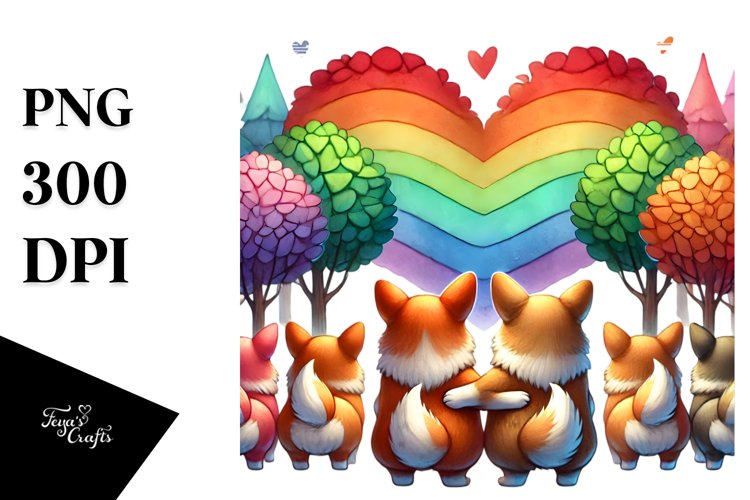View from Behind Pembroke Welsh Corgi Heart Shape PNG