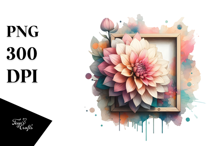 Pastel Stained Wooden Dahlia, PNG