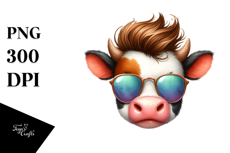 Entusiastic Baby Cow with Cool Hair PNG