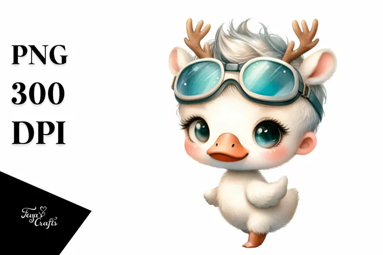 Baby Swan with Cool Haircut, High-res PNG