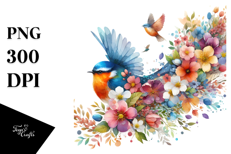 Colorful Bird Painting PNG example image 1