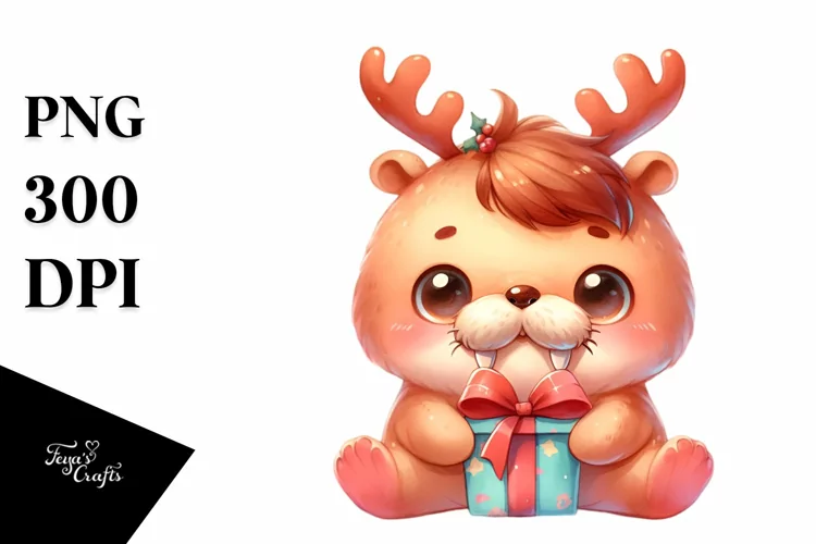 Baby Walrus in Christmas Mode, Transparent PNG