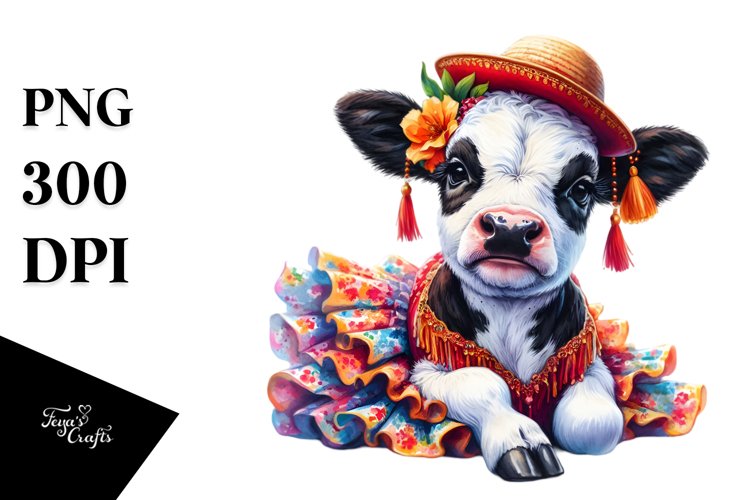 Baby Cow in Flamenco Dress, Transparent PNG