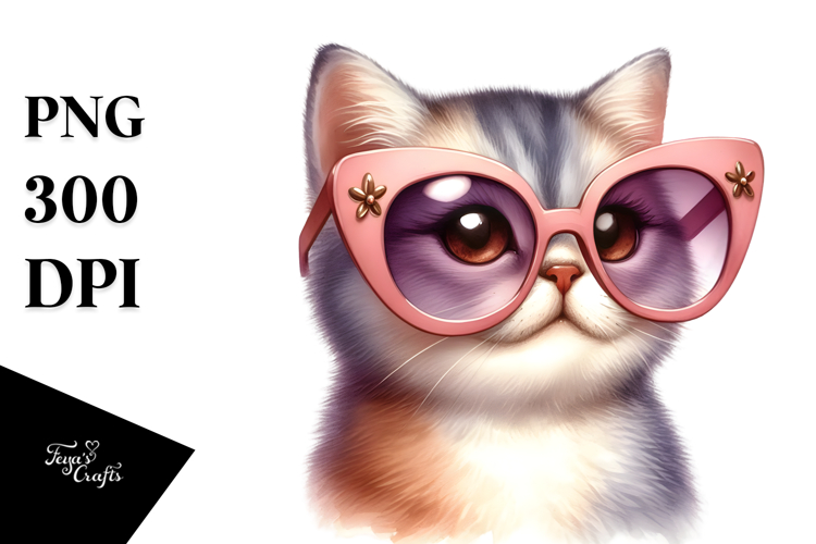 Ridiculously Cute Cat with Oversized Sunglasses PNG