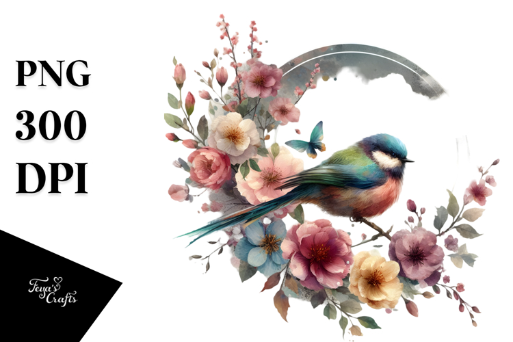 Bird made of Spring Flowers PNG