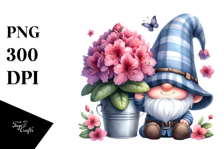Cute GNOME with Rhododendron PNG