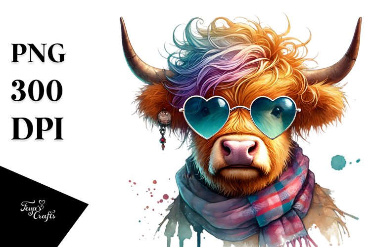 Highland Calf with Cool Haircut PNG