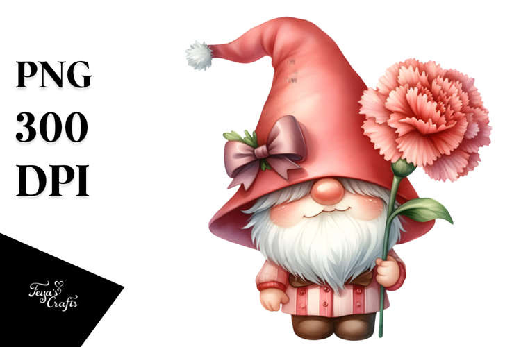 Cute GNOME with Carnation PNG
