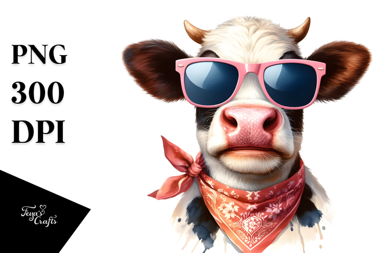 Cow with Party Hat, High-Res PNG