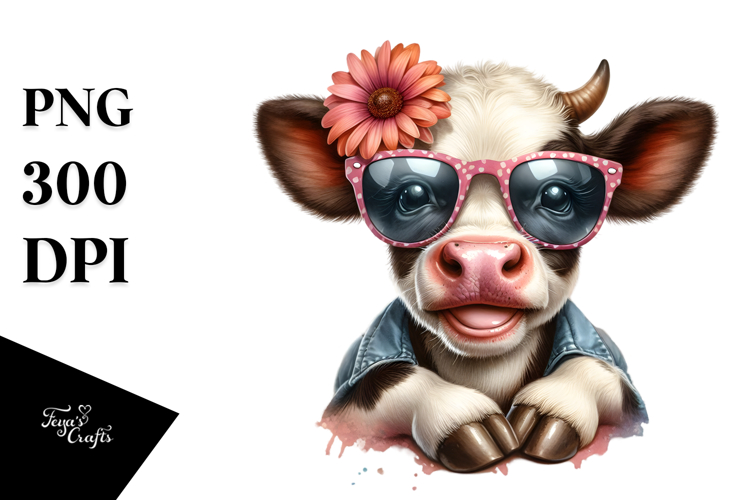 Baby Cow with Goofy Expression PNG