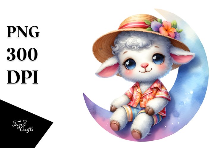 Colorful Goofy Cute Baby Lamb PNG