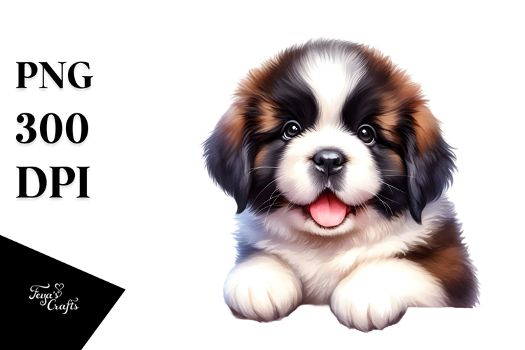 Happy Saint Bernard in Watercolor PNG