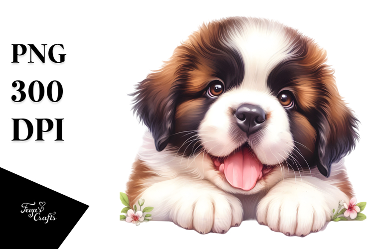 Happy Saint Bernard Baby PNG