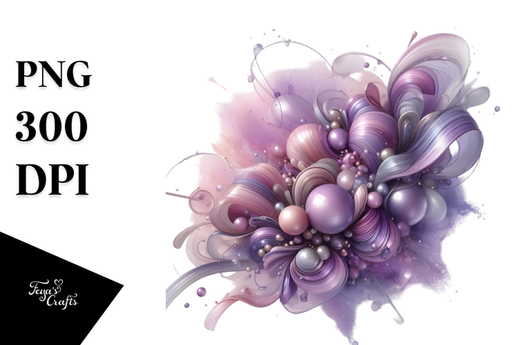 Abstract Glossy Violet in Watercolor Splash, White
