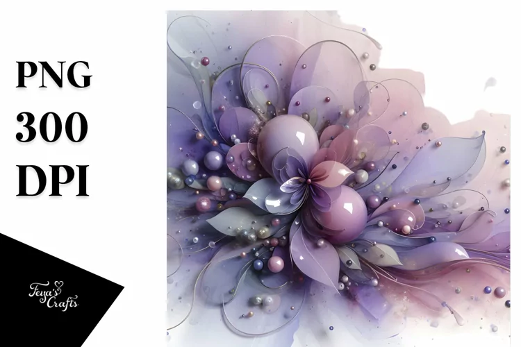 Abstract Glossy Violet in Watercolor Splash, White