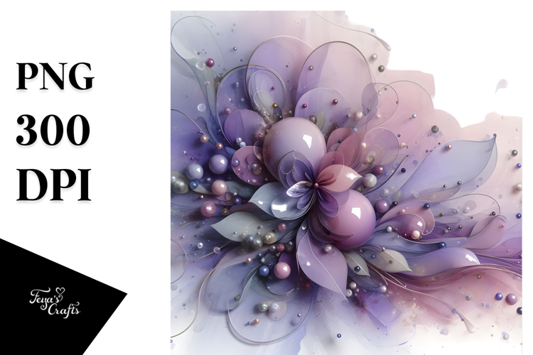 Abstract Glossy Violet in Watercolor Splash, White