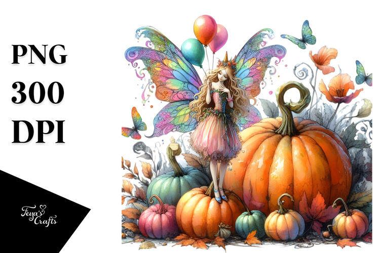 Fairy and Pumpkin Drawing | Vibrant Art Clipart