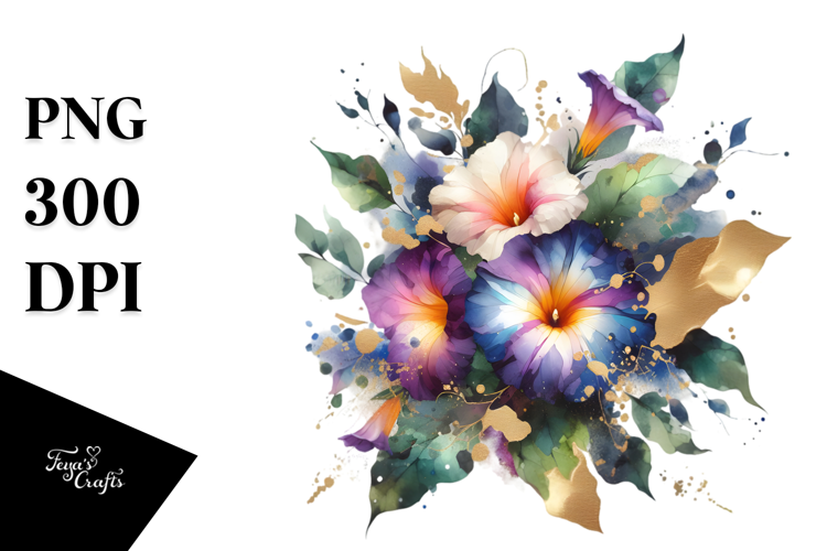 Vibrant Abstract Bouquet with Morning Glory | Sublimation