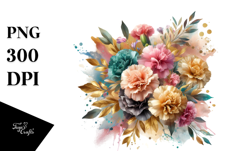 colorful Abstract Bouquet with Carnation | Sublimation