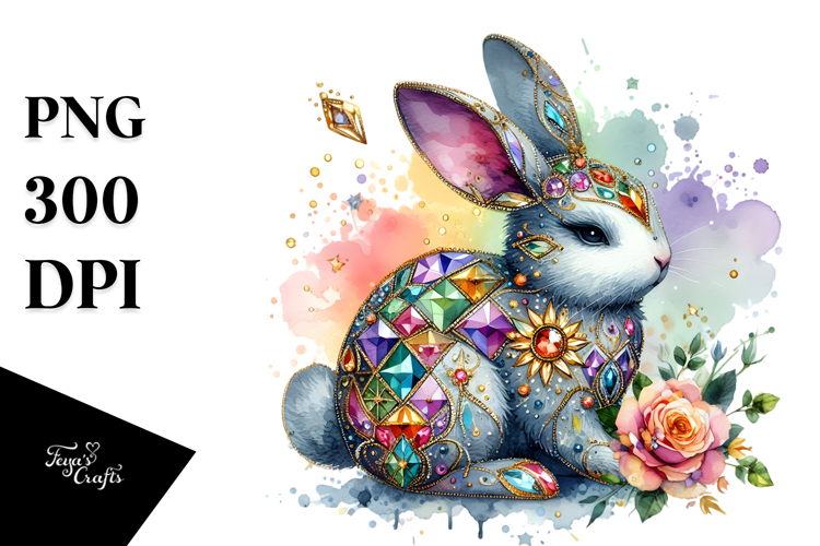 Colorful Diamond Bunny PNG