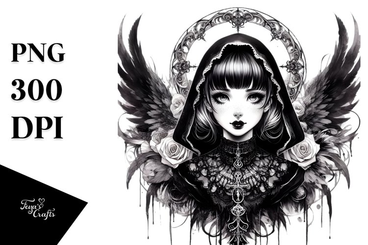 Detailed Gothic Girl PNG example image 1