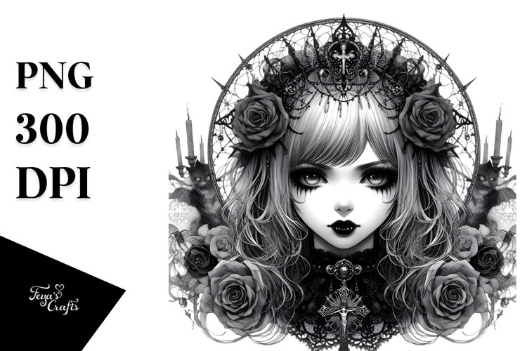 Vibrant Gothic Girl PNG example image 1