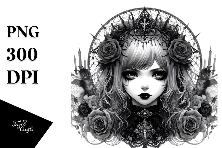 Vibrant Gothic Girl PNG