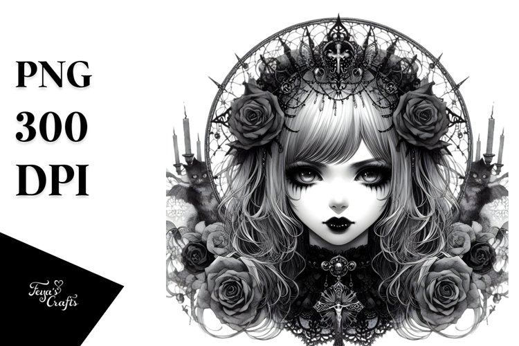 Vibrant Gothic Girl PNG example image 1