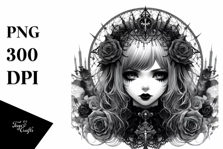 Vibrant Gothic Girl PNG