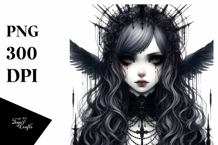 Vibrant Gothic Girl PNG