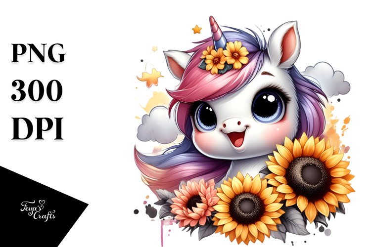 Baby Unicorn Watercolor Splash | Clipart