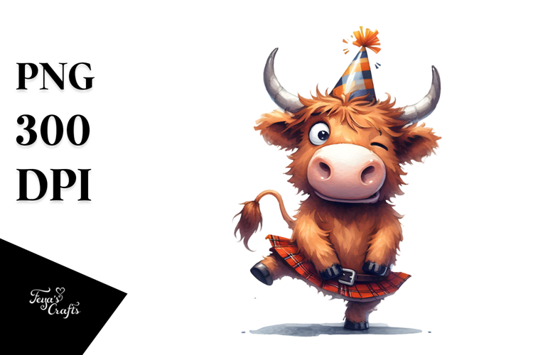 Comic Highland Cow PNG