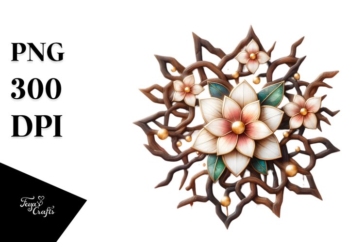 Stained Gardenia with Golden Insertions | Sublimation | example image 1