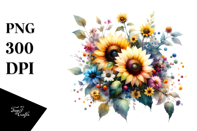 Watercolor Sunflower Clipart Image 24