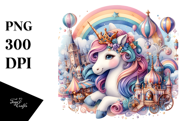 Colorful Baby Unicorn Medieval Festival PNG