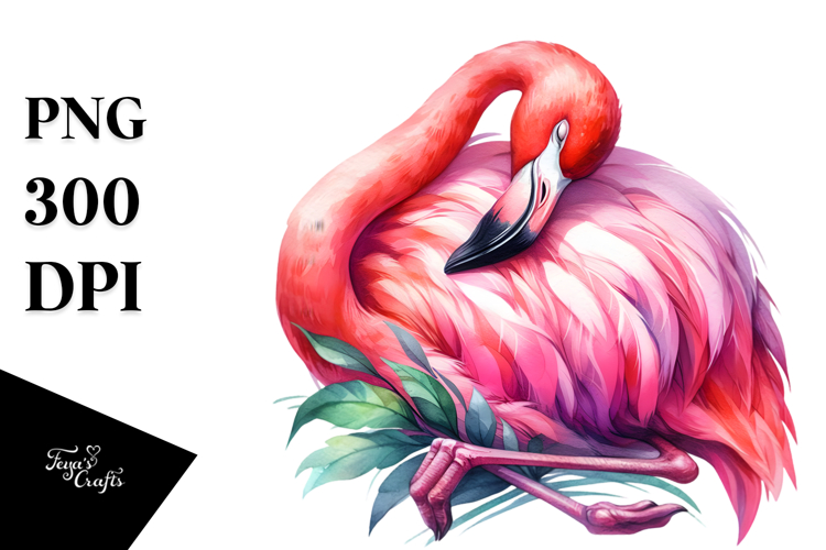 Vibrant Flamingo Sleeping Clipart