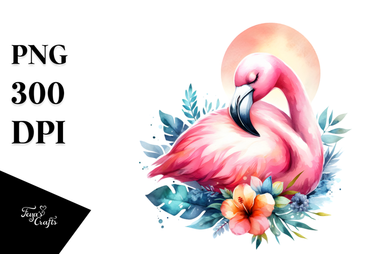 Vibrant Flamingo Sleeping Clipart