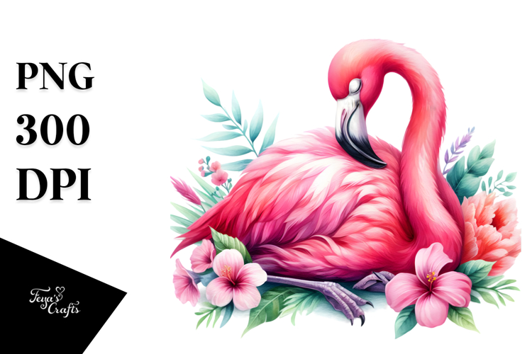 Vibrant Flamingo Sleeping Clipart