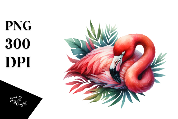 Vibrant Flamingo Sleeping Clipart