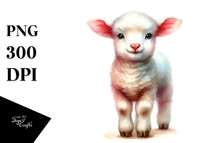 Cute Lamb with Big Eyes Digital PNG