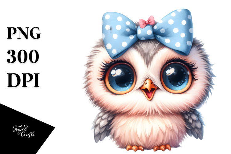 Funny Baby Owl Portrait Clipart