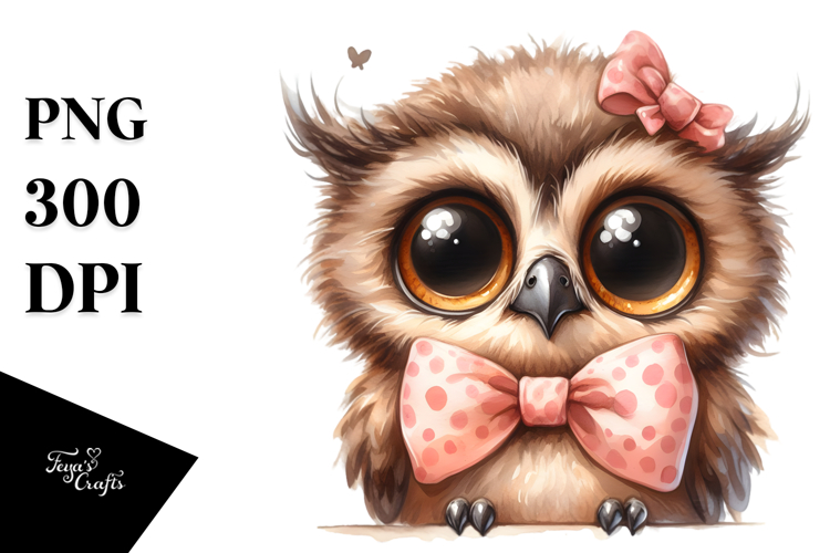 Funny Baby Owl Portrait Sticker Clipart