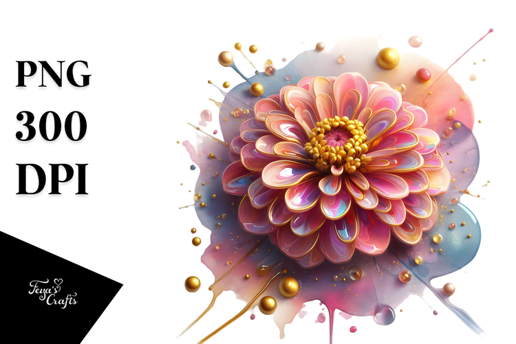 Abstract Zinnia Made of , Watercolor PNG