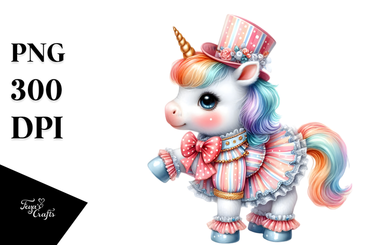 colorful Baby Unicorn in Polka Dancers Costume